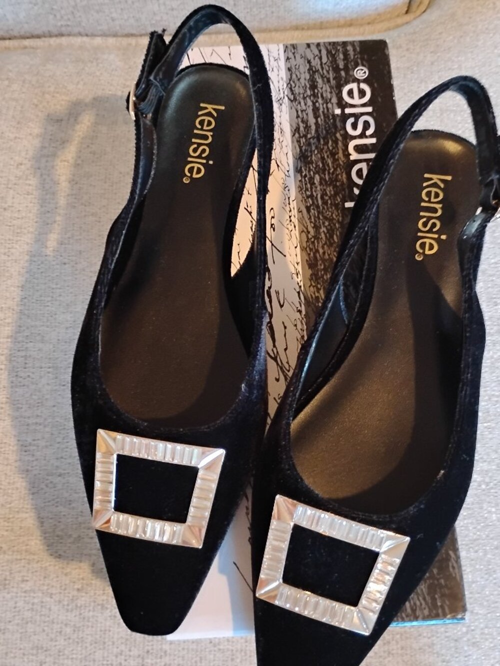 Kensie Poppi Crystal Buckle Slingback Flats, women's shoes